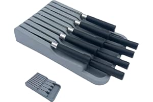 FOREVERIE Medium Kitchen Knife Drawer Organiser, 2 Tier Knife Storage Holder Holds 9 Knives (Not Included), Grey