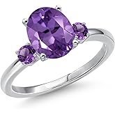 Gem Stone King 14K White Gold Purple Amethyst Engagement Ring For Women | 2.50 Cttw | Oval 10X8MM | Gemstone February Birthstone