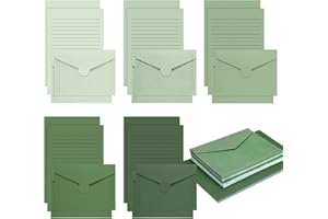 GILPROP 100 Pcs Stationery Lined Stationery Paper and Envelopes Set Includes 50 Letter Writing Paper and 50 Envelope for Office, 5.5 x 8.25 Inch(Sage Green)