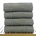Bare Cotton Luxury Hotel & Spa Towel 100% Genuine Turkish Cotton Towel Set Bath Towel, Striped, Gray, Set of 4