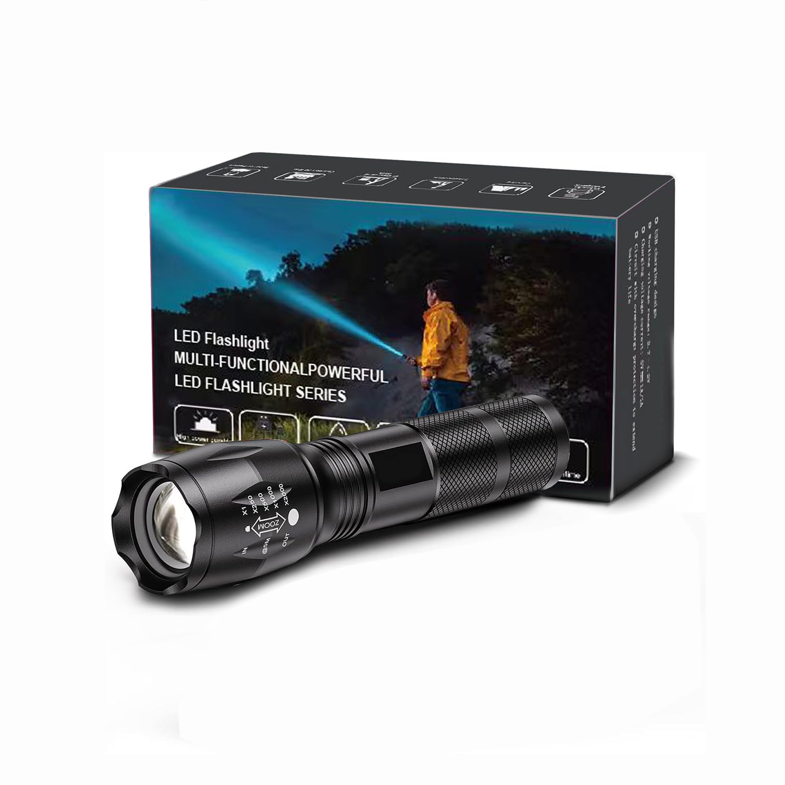 Photo 1 of 1 Pack Flashlights, Military Grade 5 Modes 3000 High Lumens Led Waterproof Handheld Flashlight for Camping Biking Hiking Outdoor and Home Use(Batteries Not Included)