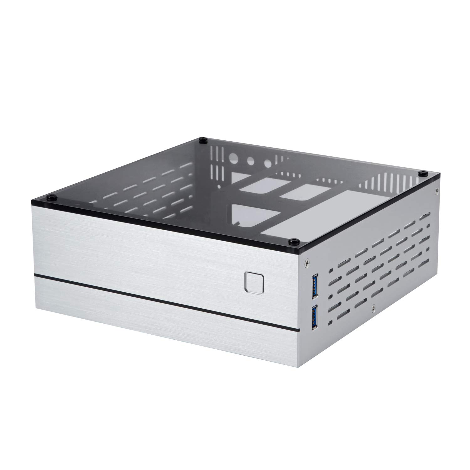 Goodisory A01 Aluminum Mini-ITX HTPC Desktop Computer Chassis (Sliver Tempered Glass)