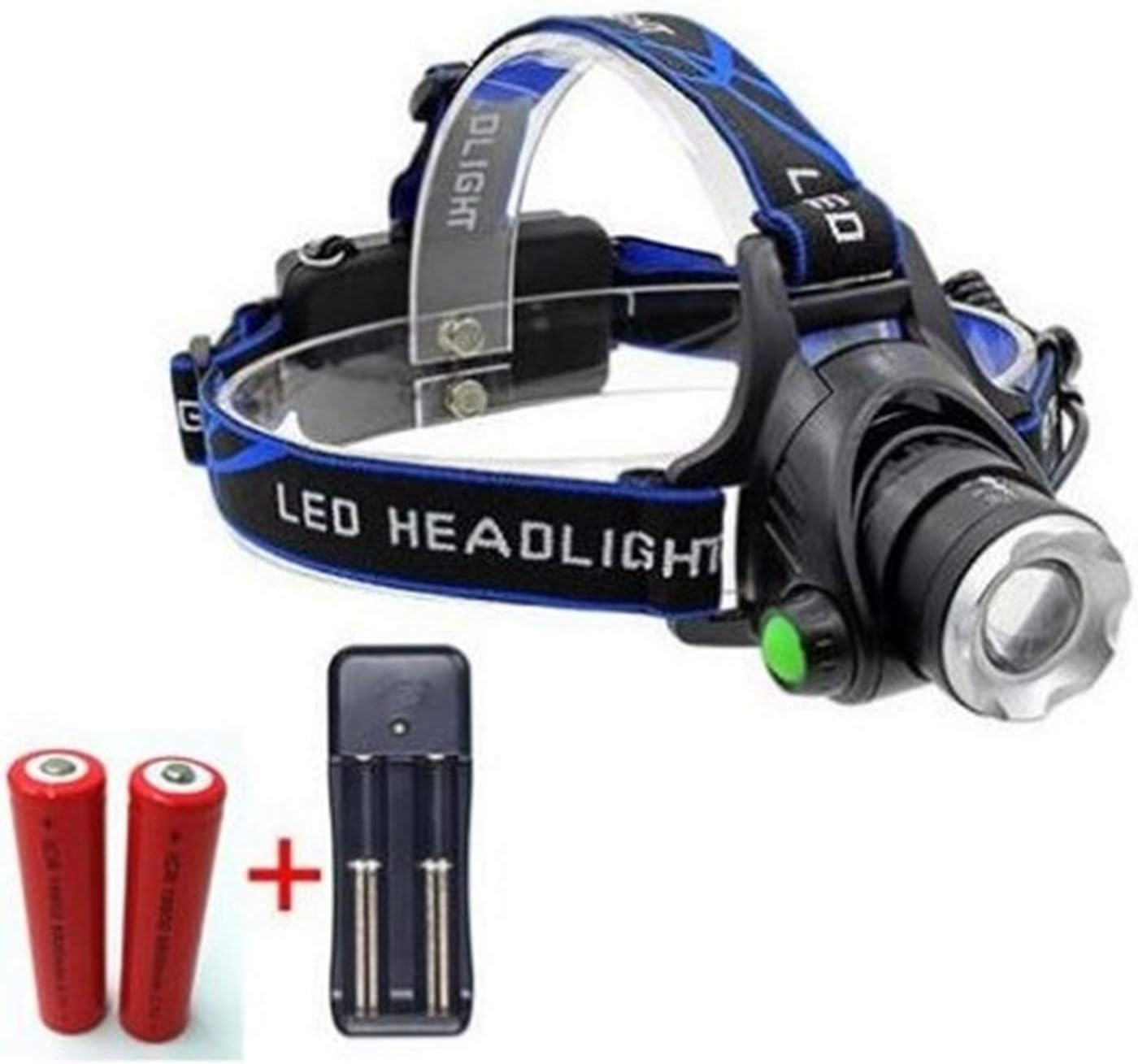 1 Pack 3800 Lumen Cree XML T6 LED Flashlight Headlamp Headlight 3 Modes 20W Torch Foremost Popular Ultra Xtreme Tactical Military Waterproof Outdoor Hiking Hunting Light w/Blue Band, Type-03
