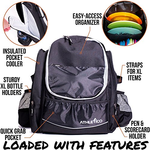 Athletico Power Shot Disc Golf Backpack 20+ Disc Capacity Pro or Beginner Disc Golf Bag