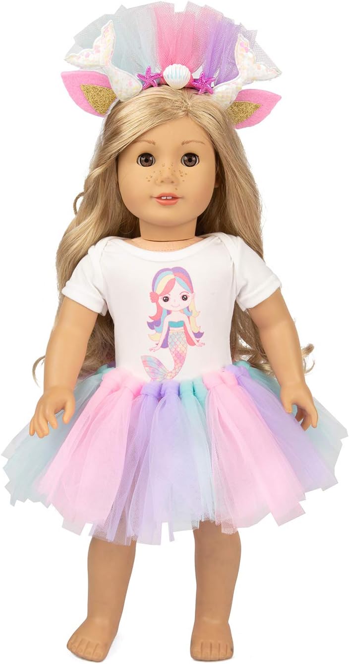 Everydlife 18 inch Doll Clothes and Accessories,1 Set Mermaid Clothes Outfits for American 18 in Girl Doll Cosplay Outfits for 18" Dolls