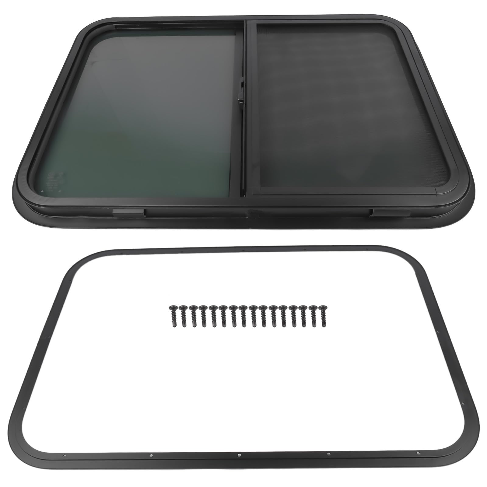 Photo 1 of Horizontal RV Window, 30" W x 20" H Tinted Sliding RV Window with Net Screen and Trim Ring, Suitable for 1" or 1-1/2" Thickness Wall