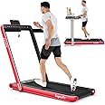 Goplus 2 in 1 Folding Treadmill with Dual Display, 2.25HP Superfit Under Desk Electric Pad Treadmill, Installation-Free, Blue Tooth Speaker, APP Control, Remote Control, Walking Jogging for Home