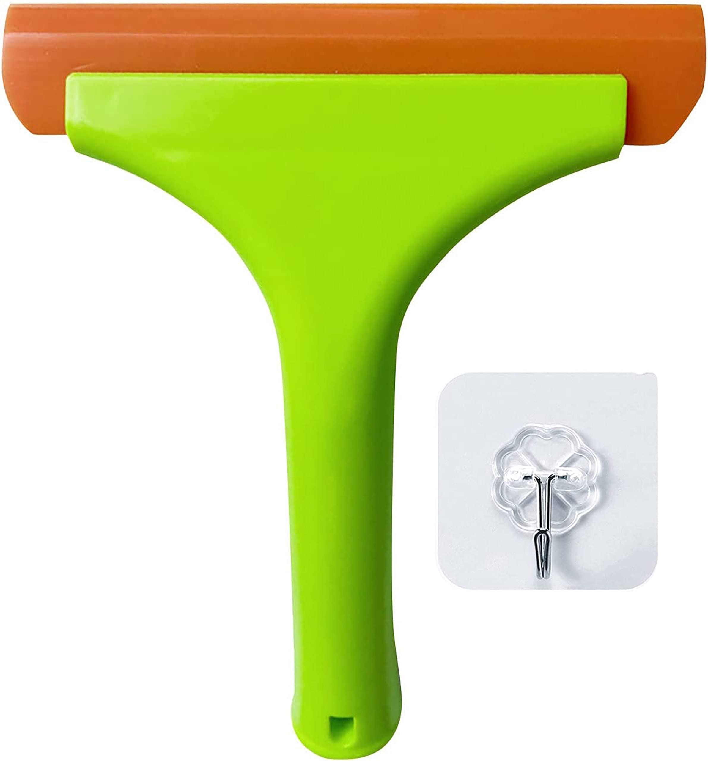 LinYesh Flexible Shower Squeegee with Hook, Car Squeegee with 7.5in Long Handle, Silicone Squeegee for Glass, Window, Shower Door, Bathroom Glass, Car Windshield