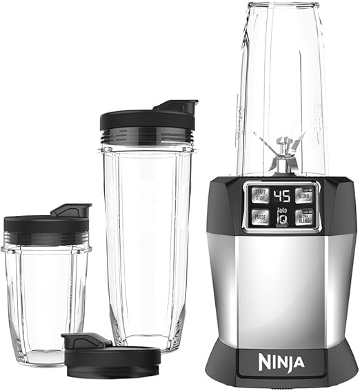 Nutri Ninja Personal Blender with 1000-Watt Auto-iQ Base to Extract Nutrients for Smoothies, Juices and Shakes and 18, 24, and 32-Ounce Cups (BL482)