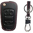 KAWIHEN Leather Key Fob Case Cover Compatible with 2010 2011 2012 2013 2014 2015 2016 2017 Chevrolet Equinox Sonic GMC Terrain OHT01060512 AVL-B01T1AC 20835402（black）