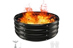 TBMLC 48" Round Galvanized Steel Fire Ring Pit for Backyard,Camping,Bonfire; Round Steel Raised Garden Bed Kit,Metal Raised Garden Box for Outdoor Gardening and Planting (4x4x1FT, Black)