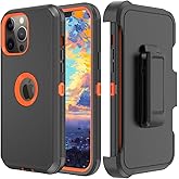 TASHHAR Phone Case for iPhone 13 Pro Max Phone, Heavy Duty Hard Shockproof Armor Protector Case Cover with Belt Clip Holster for Apple iPhone 13 Pro Max 5G 2021 Phone Case (Black+Orange)