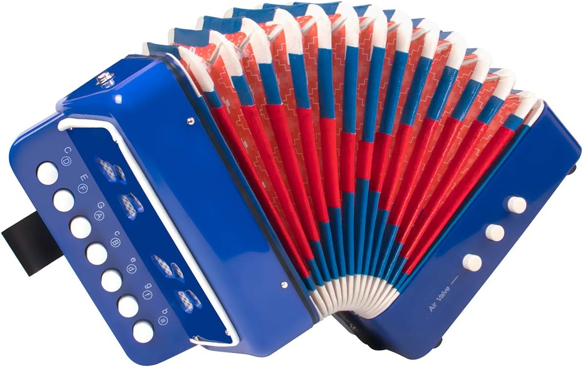 Button Accordion, Horse 10 Keys Control Kids Accordion Musical Instruments Blue