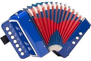 Horse Kids Accordion, 10 Keys Button Control Kid Accordions Musical Instruments for Child Children Toddlers Beginners Accordian Lightweight 7 key 3 Bass Mini Acordeón Toy Acordeones Para Miños Blue