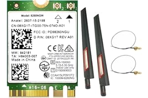 ZEYUXXRUR 8260NGW 8260 WiFi Card+2X10DB Antenna 2.4G/5Ghz 867M Bluetooth4.2 AC8260 NGFF M.2 WiFi Wireless Card Module 802.11A