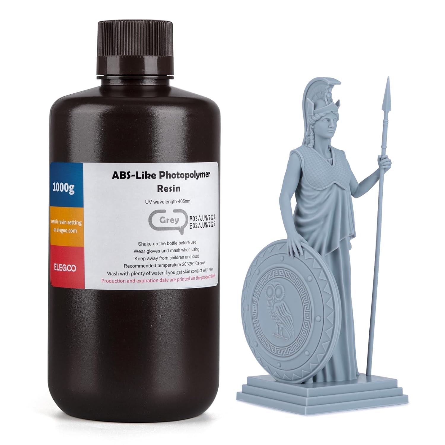 ELEGOO LCD UV 405nm ABS-Like 3D Printer Resin 3D Resin for LCD 3D Printer Photopolymer Resin - Grey 1000g