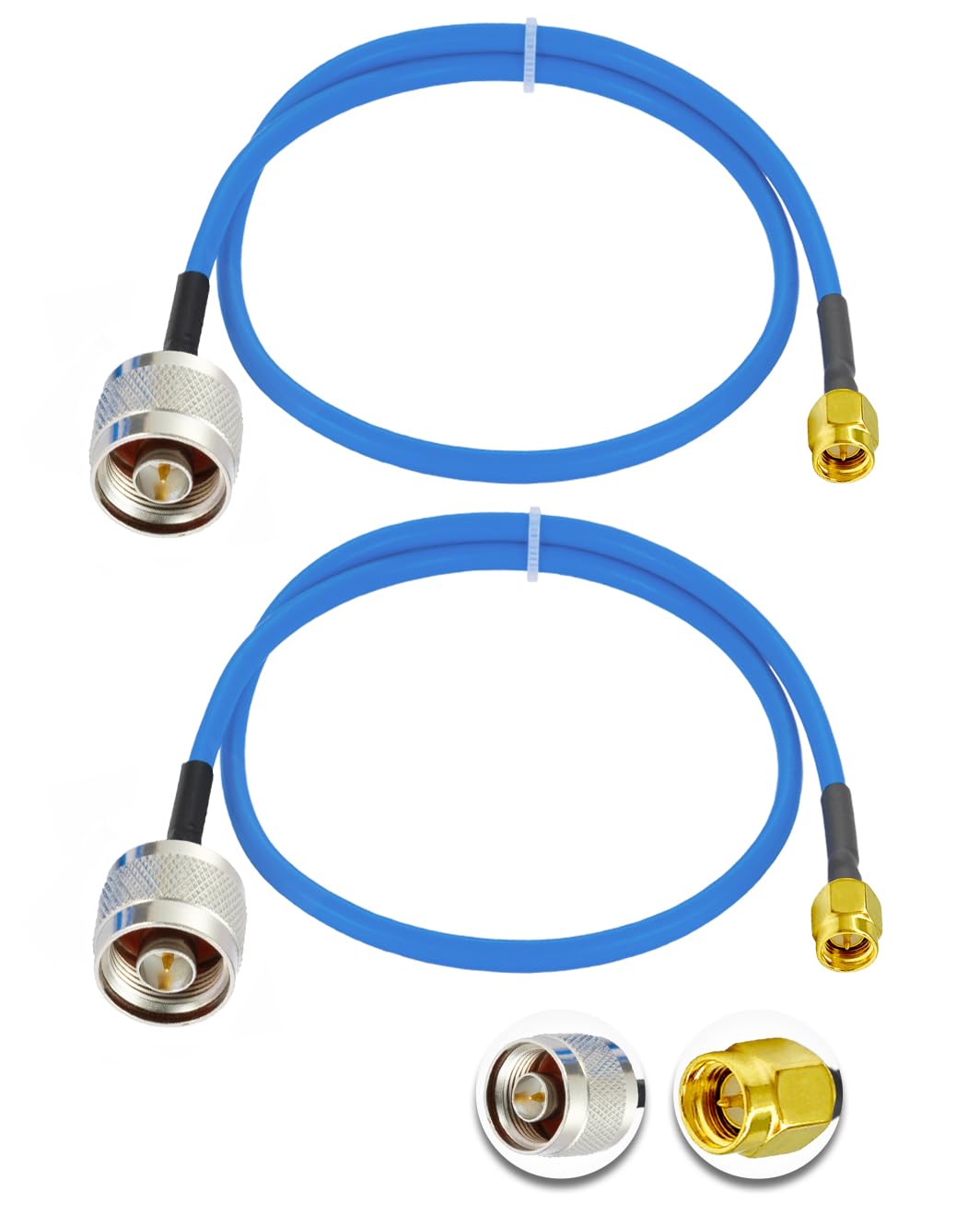 Vecys 2PCS SMA Male to N Type Male RF Coaxial Cable N Type RF Coax Pigtail Cable 20" /50CM RG402 50 Ohm Low Loss Extension Cable