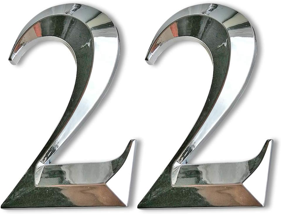 2 Pcs Door Numbers 2, Silver Address Sign Number Stickers for Mailbox/Apartment/Office Room, Metal Shiny, 2-3/4 Inch High. (2 Pcs NO.2, Silver)