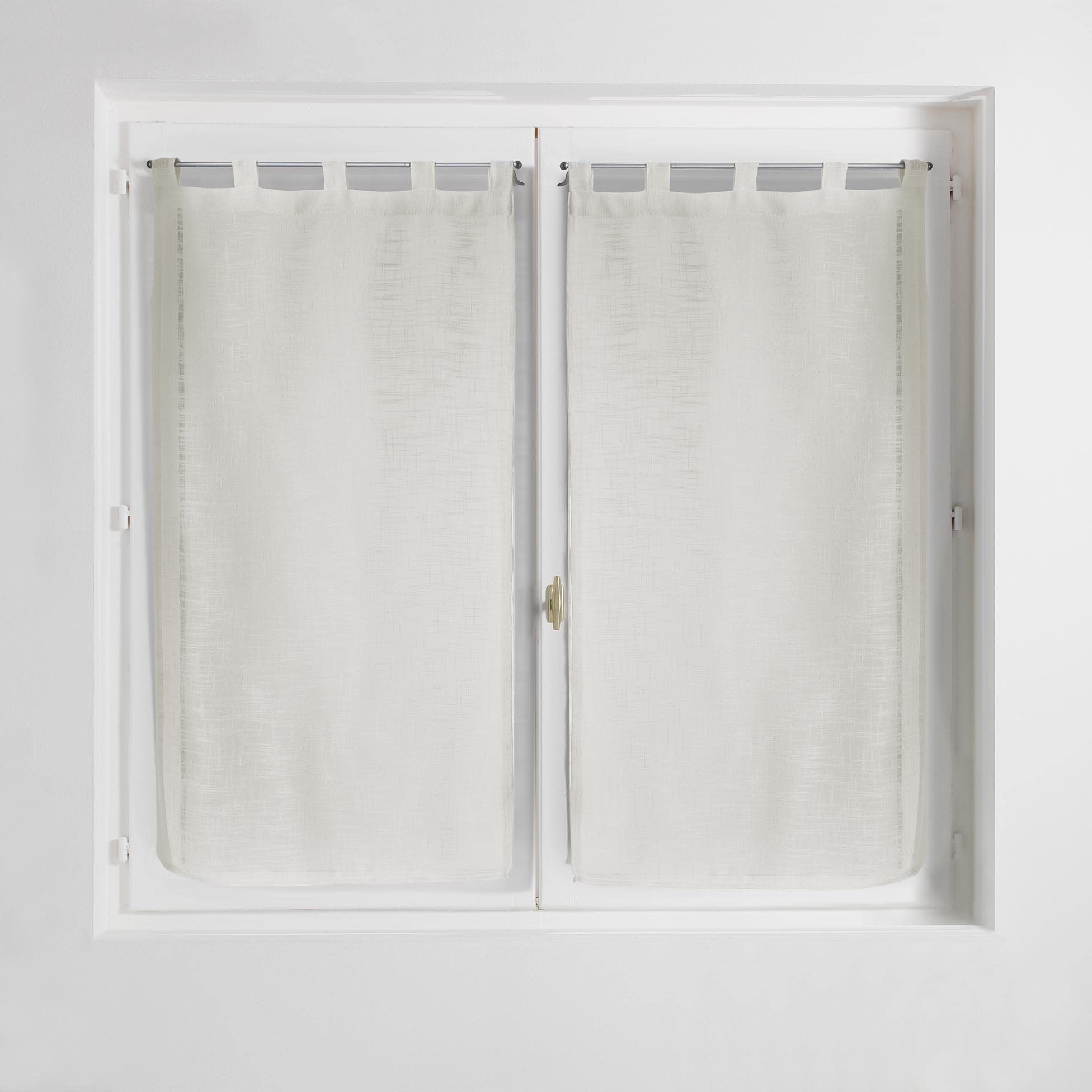 Douceur d'Intérieur Haltona Pair of Straight Loops Linen Effect Haltona Weave Polyester, Natural, 90 x 60 cm