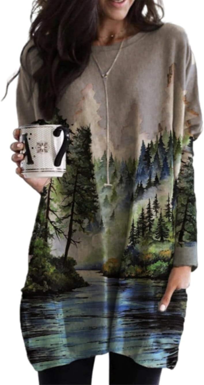 Women's T Shirt Dress Tee Dress Mini Dress Long Sleeve Block Print Fall V Neck Gray Amazon.co