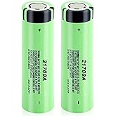 Svenirven 21700 Rechargeable Battery, 3.7 Volt 21700 Battery 5000mAh Flat Top 21700 Li-ion Battery for Flashlight