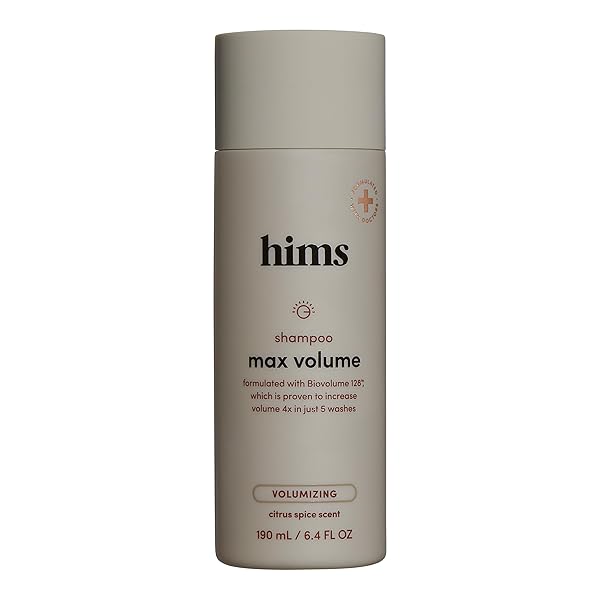 HIMS MAX VOLUME SHAMPOO – VOLUMIZING NATURAL SHAMPOO FOR MEN WITH BIOTIN – ADDS VOLUME, SHINE & BOUNCE – CITRUS SPICE – 6.4 FL OZ