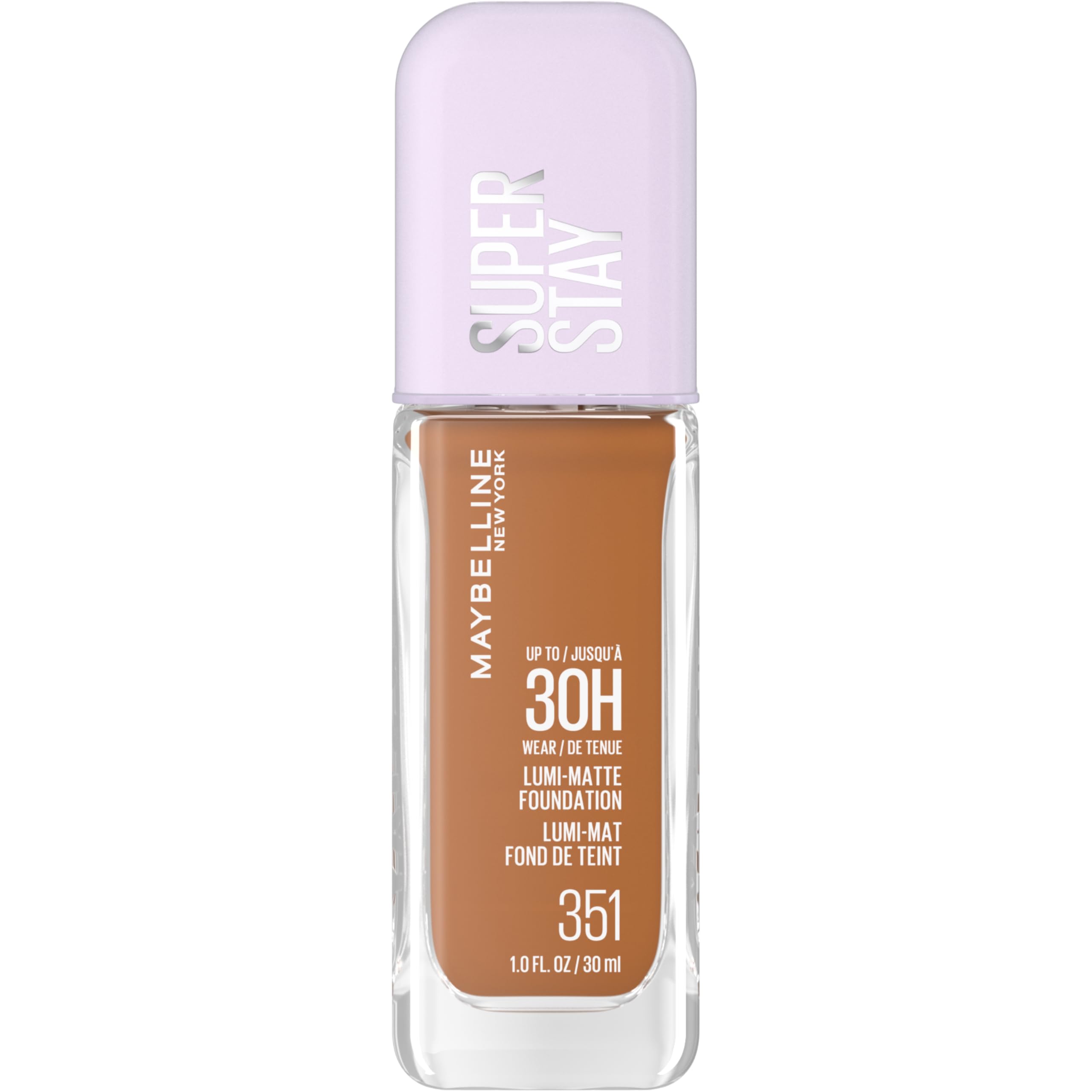 Maybelline New York Super Stay up to 30HR Lumi-Matte Foundation, Medium-Full Coverage, Vegan Formula*, Amino Acids, Niacinamide, Vitamin E, All Day Wear - Shade: 351