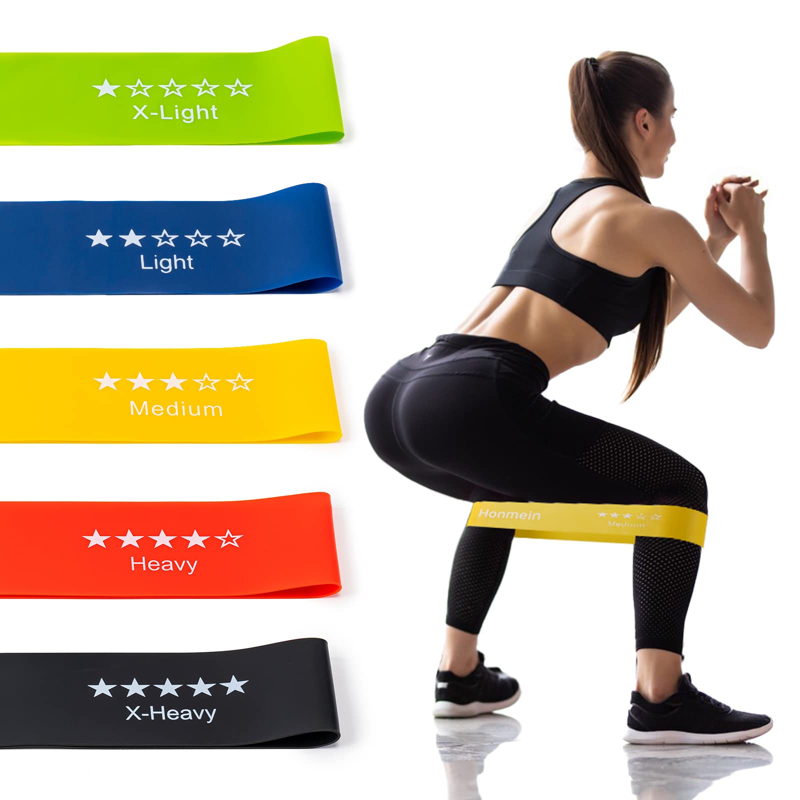 Resistance Bands for Working Out, Exercise Bands with 5 Resistance Levels Fit for Home Fitness, Strength Training, Natural Latex Resistance Band Include Instruction Guide and Carry Bag