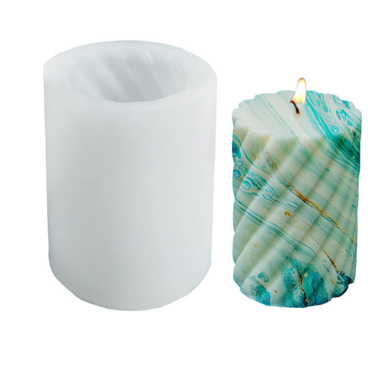 TROYSINC Candle Mould 3D Spiral Candle Silicone Mould, Pillar Candle Moulds for Candle Making, Silicone, DIY Silicone Candle Mould Casting for Making Candles, Aroma Stones, Scented Candle (Spiral-S)