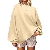 UEU Women Oversized Striped Crewneck Sweatshirt Long Sleeve Color Block Pullover Tops Casual Loose Workout Clothes