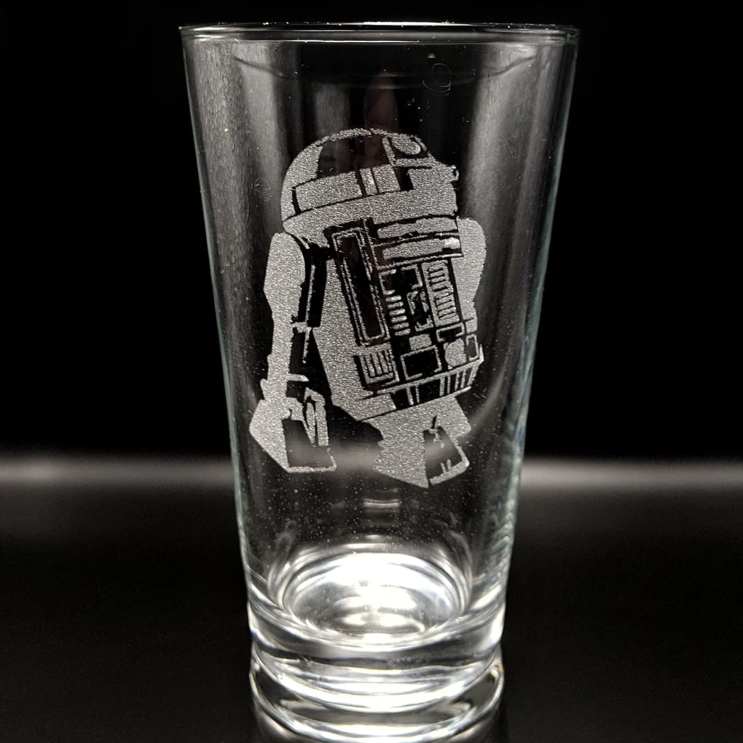R2D2 Engraved Star Wars Inspired Pint Glass Handmade