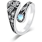 Plesitep Moonstone Spoon Rings for Women 925 Sterling Silver Butterfly/Bee/Dragonfly Open Adjustment Ring with Moonstone June Birthstone Jewelry Gift