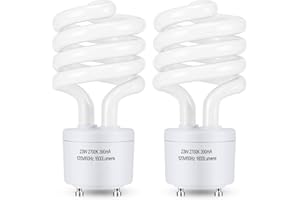Winkcao CFL Light Bulbs GU24 Base, T3 Spiral 23Watt (100Watt Equ) Soft White 2700K 1600lm Compact Fluorescent Light Bulbs, UL Approved, 120v 60Hz, Self Ballasted CFL Bulbs, Pack of 2
