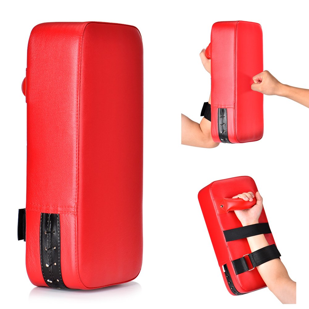 Queta PU Leather Kick Pad Strike Shield Hook Jab Pads Boxing Pads Kick Shield Punch Bag for Kickboxing Thai Boxing Karate UFC MMA (1 PCS),red,40 cm x 20 cm x 10 cm