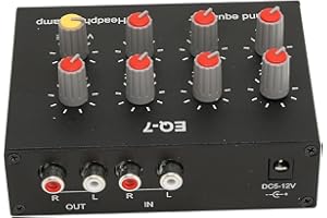 SANPYL 7 Band Sound Equalizer, High Bass Adjustment Dual Channel Digital Equalizer, Car Audio Graphic Equalizer with 3.5MM Interface, 60-400Hz, 1-15KHz, DC5V‑12V