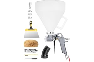 InoKraft TexCraft Drywall Texture Spray Gun with 1.32 Gallon Hopper, 3 Nozzles (4.5/6.0/8.0mm) for Knockdown Popcorn, Drywall Hopper Texture Sprayer for Wall, Ceiling, Patch Works, Elbow Hose Included