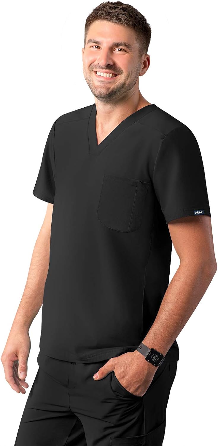 Adar Uniforms Herren A6010BLK Medical Scrubs Shirt, Black, S Amazon.de