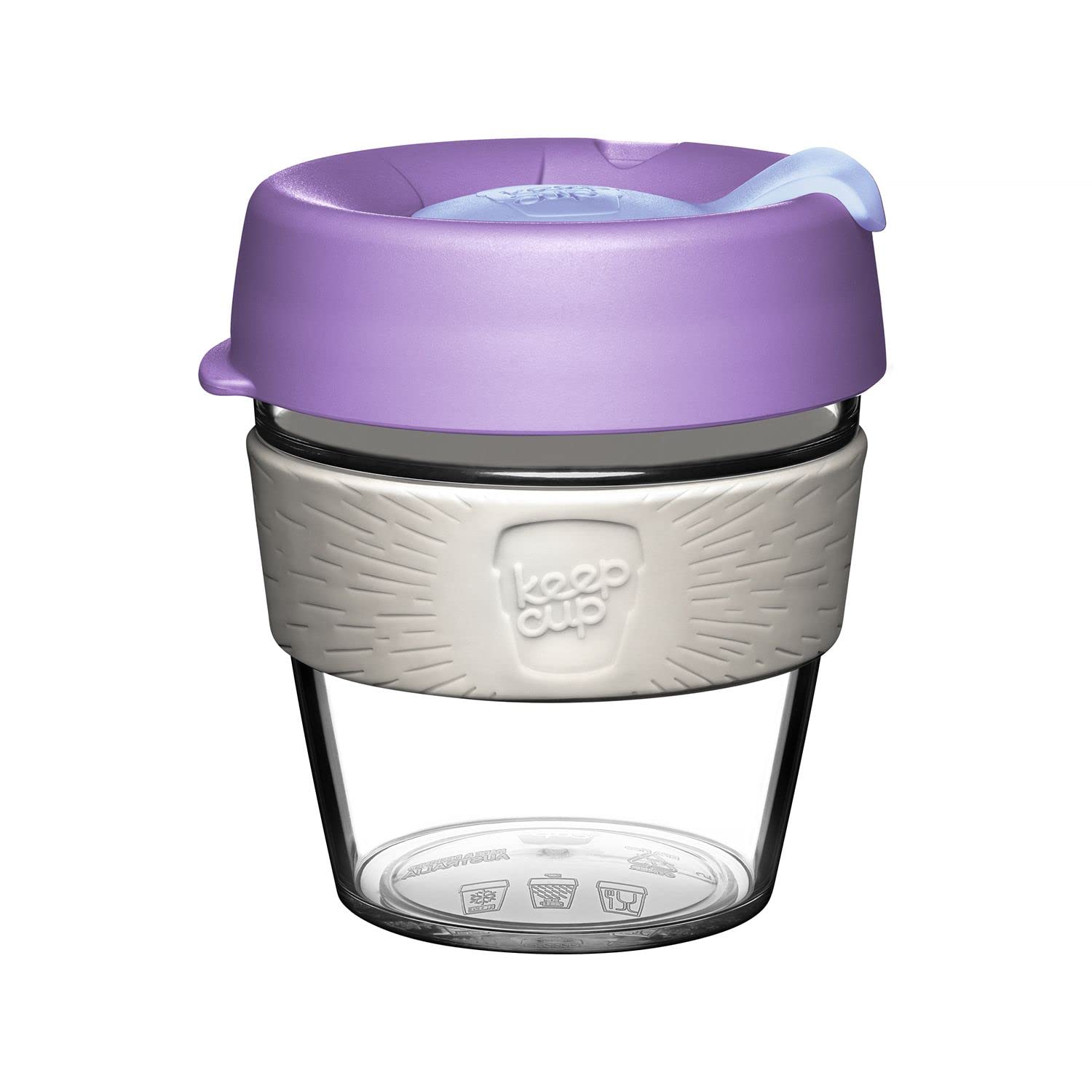 KeepCup Original Clear, Reusable Plastic Coffee Cup | Splashproof Lid, BPA Free, Barista Grade | Small | 8oz / 227ml | Moonshine, Purple