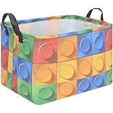 FXOLCSHE Building brick Basket,Building block book storage box,Laundry hamper,Waterproof foldable Kid's laundry basket,Shelf box,Baby Room decor(Building block)