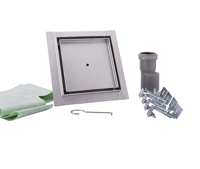 EDELSTAHL DUSCHRINNE IN 15 x 15 cm BEFLIESßBAR BODENABLAUF DUSCHABLAUF FLACH