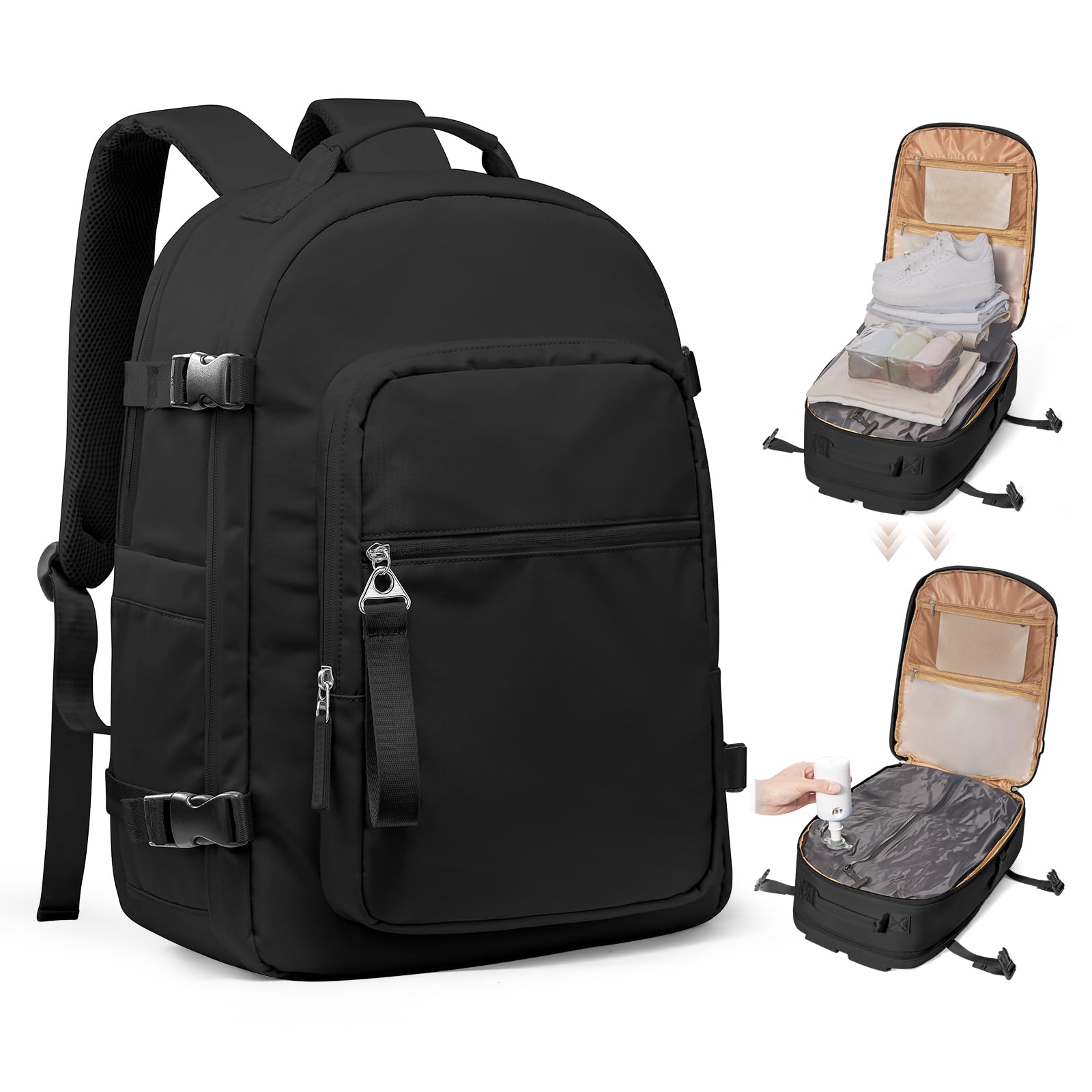 Photo 1 of coofay Vacuum Backpack Travel with Pump Vacpack Backpack with Vacuum Seal Backpacks Traveling Backpacks Vacuum Compression Air Travel Bag Carry on Luggage