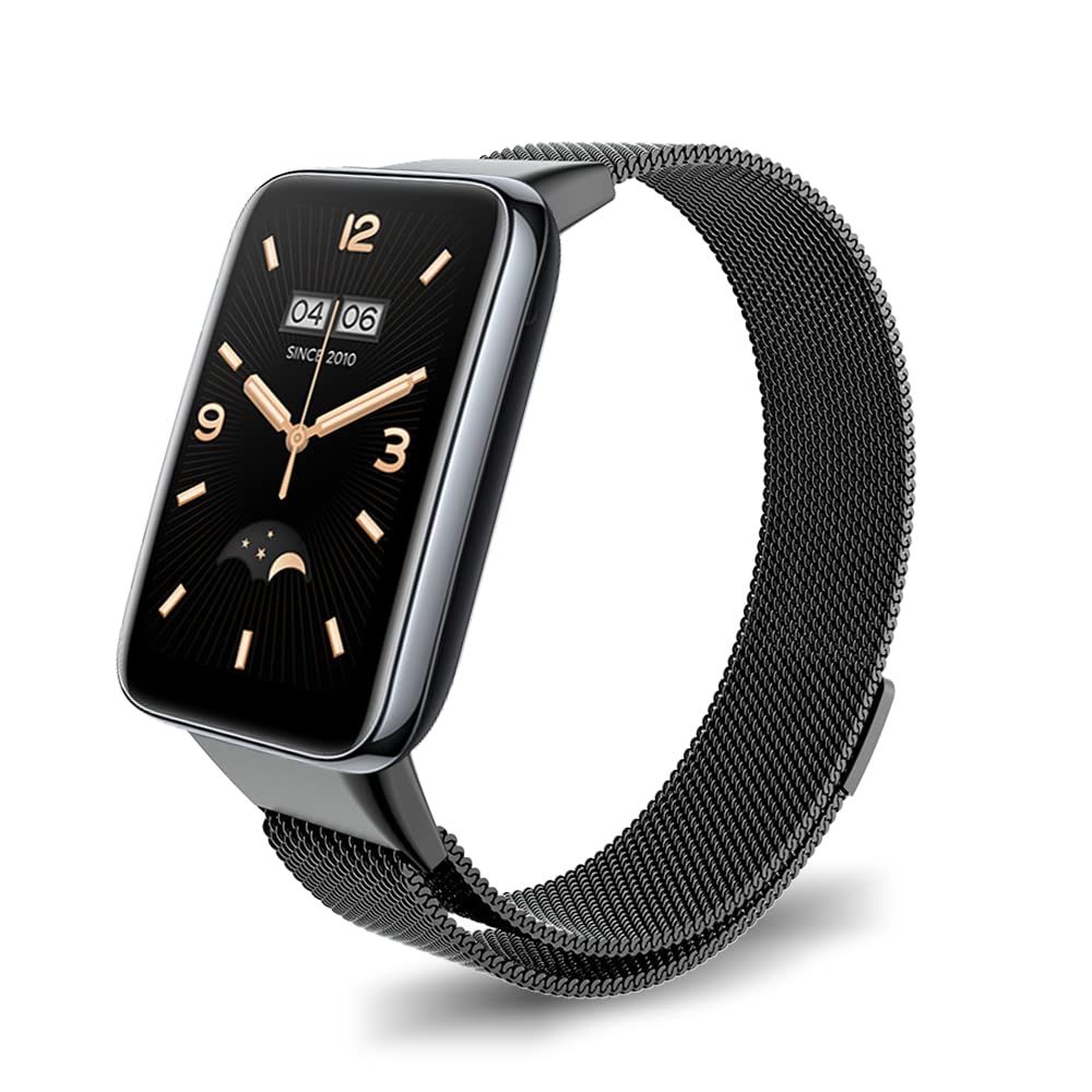 Niboow Strap Compatible with Xiaomi Smart Band 7 Pro (Xiaomi Mi Band 7 Pro), Men Women Magnet Stainless Steel Mesh Metal Breathable Watch Bands for Xiaomi Smart Band 7 Pro (Mi Band 7 Pro) - Black