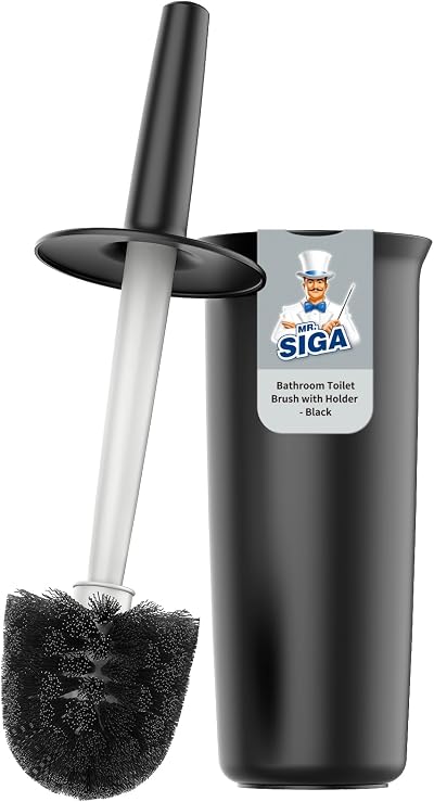 MR.SIGA Toilet Bowl Brush and Holder Black 1 Pack