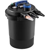 HAPPYGRILL 2642 GPH Pond Filter with 13W UV-C Light &amp; Bio Balls, 4 Adapters | Bio Pressure Pond Pump Filter System for 1321 Gal Koi Fish Ponds or 2642 Gal Ornamental Ponds