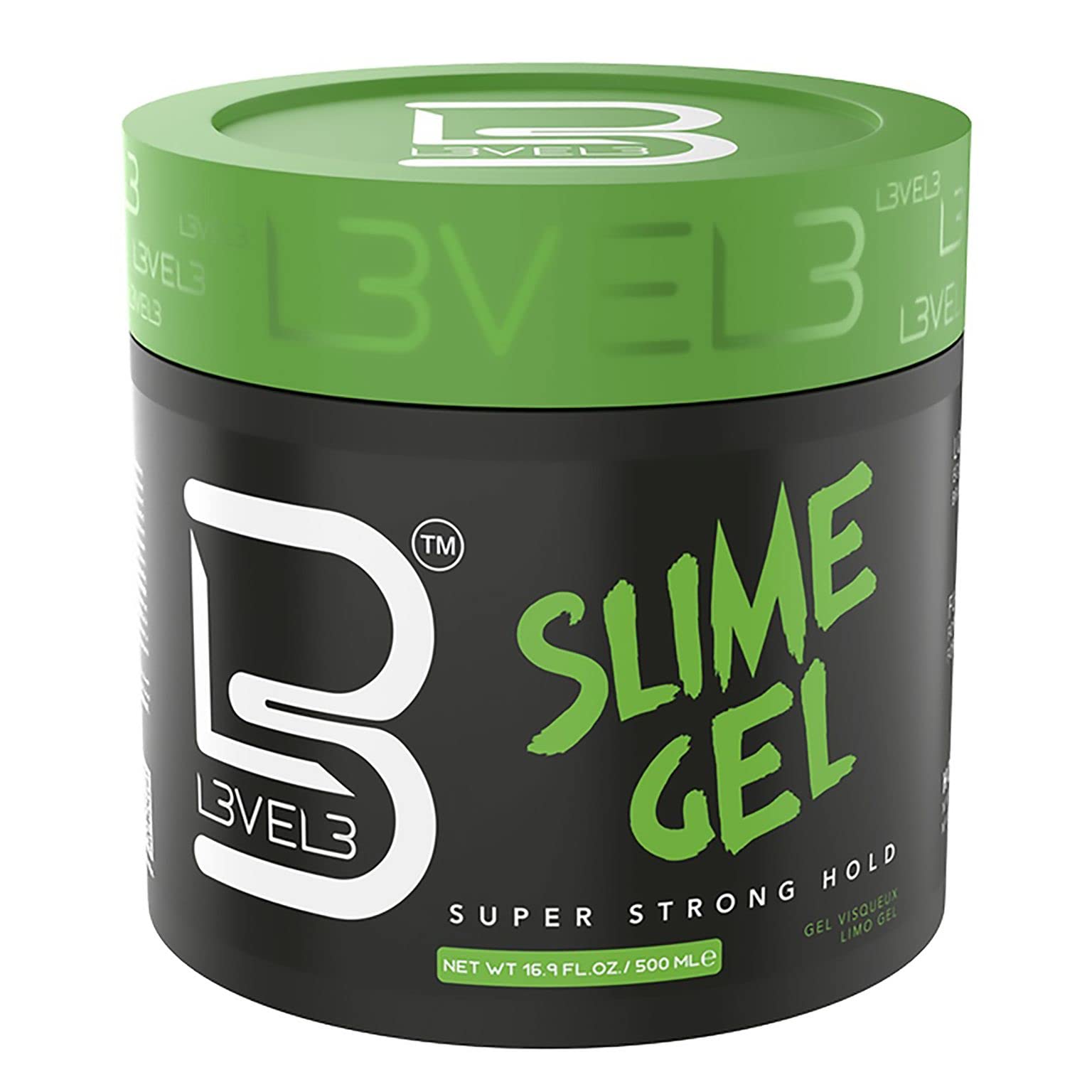 L3VEL3 L3-Gel Slime - Delivers Super, Strong Hold - Creates Sleek and Spiky Styles - Tames Frizz - Adds Shine and Volume - Water Based and Flake Free Formula - Enriched with Castor Oil - 500 ml