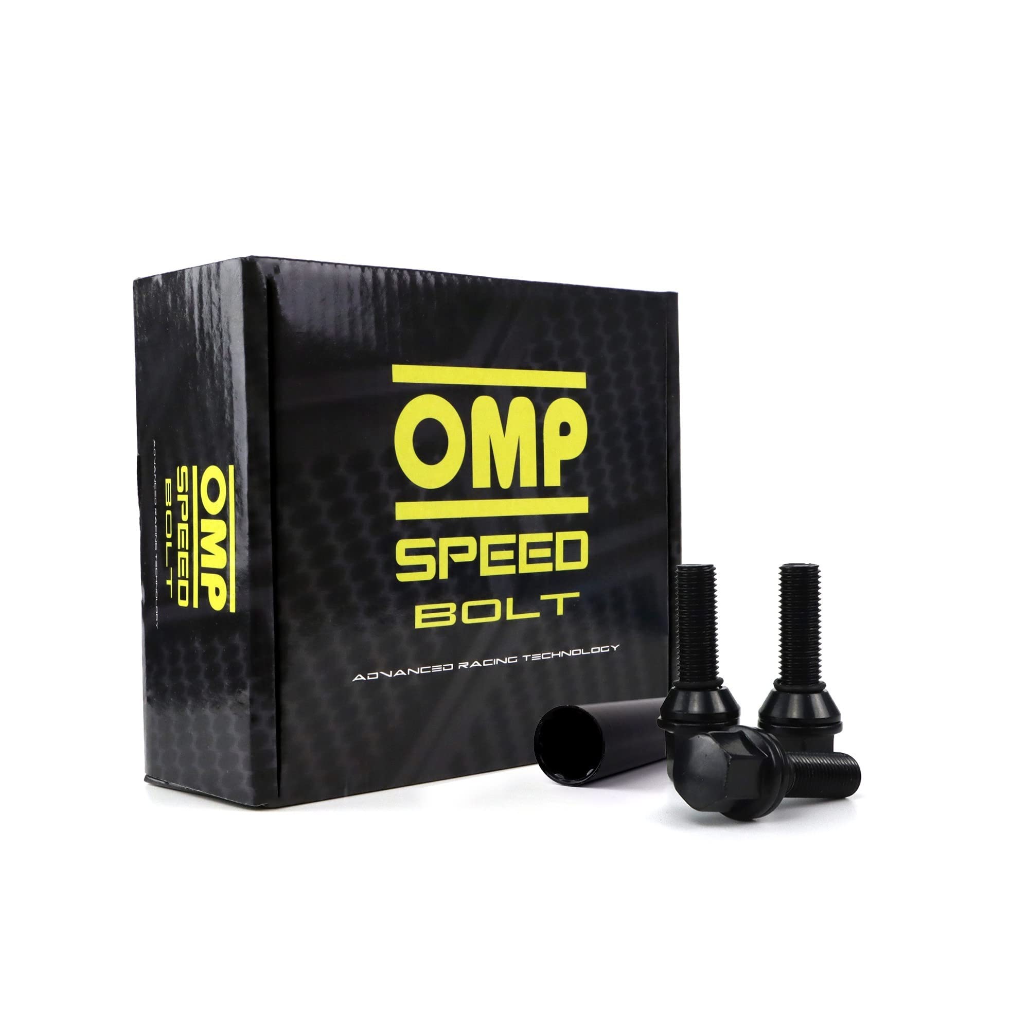 OMP SPEED Set of 20 Wheel Screws with Metric M14 x 1.5 Wrench 17/19 Long Threaded 27 mm Black and Material DIN 10.9