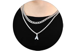 SENRAN Layered Initial A-Z Letter Necklace for Men Stainless Steel Figaro Twist Rope Chain18-20 inch Personalized Letter Charm Pendant Jewelry Gift for Women