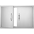 VEVOR BBQ Access Door, 28W x 19H Inch Double Outdoor Kitchen Door, Stainless Steel Flush Mount Door, Wall Vertical Door with Handles, for BBQ Island, Grilling Station, Outside Cabinet