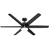 Hunter Fan 60 Inch Casual Matte Black Finish Outdoor Ceiling Fan With LED Light Kit and 6 Blades (Renewed)