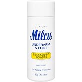 Milcu Unscented Underarm &amp; Foot Deodorant Powder, 2.8 oz (80 g) | Fragrance-Free Deodorant Powder for Underarms &amp; Feet, Odor Protection &amp; Moisture Control for the Whole Family, Adults &amp; Kids